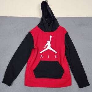 Jordan Hoodie Youth Small 8-10 Red Black Pullover Fleece Jumpman AIR Logo
